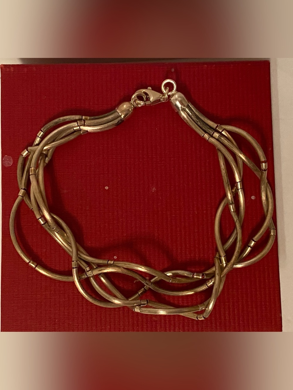 BRACELET STERLING SILVER 925 CURVES 5 STRAND WAVEY 8”